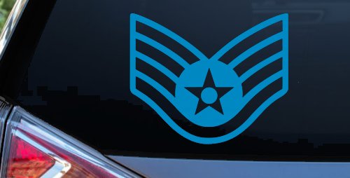Air Force Staff Sargent Stripes Military Car or Truck Window Decal Sticker (Blue)