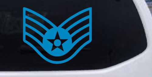 Air Force Staff Sargent Stripes Military Car or Truck Window Decal Sticker (Blue)