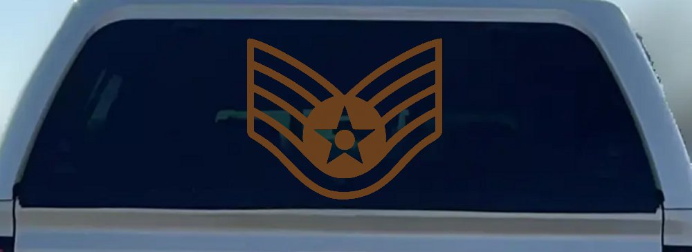 Air Force Staff Sargent Stripes Military Car or Truck Window Decal Sticker (Copper)