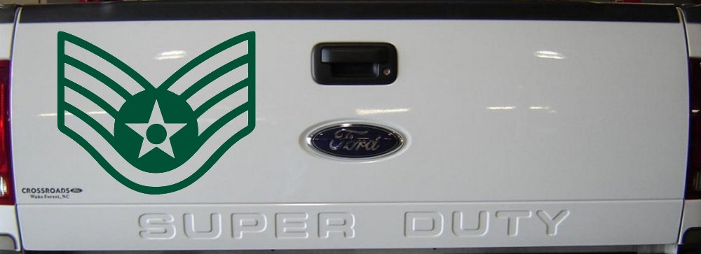 Air Force Staff Sargent Stripes Military Car or Truck Window Decal Sticker (Dark Green)