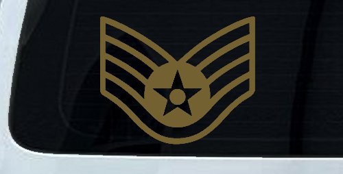 Air Force Staff Sargent Stripes Military Car or Truck Window Decal Sticker (Gold)