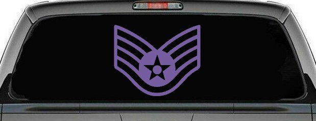 Air Force Staff Sargent Stripes Military Car or Truck Window Vinyl Decal Sticker (Purple)