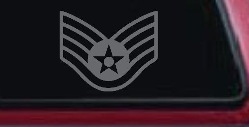 Air Force Staff Sargent Stripes Military Car or Truck Window Decal Sticker (Silver)