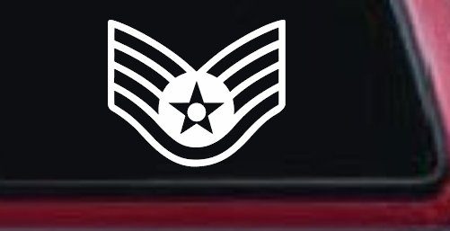Air Force Staff Sargent Stripes Military Car or Truck Window Decal Sticker (White)