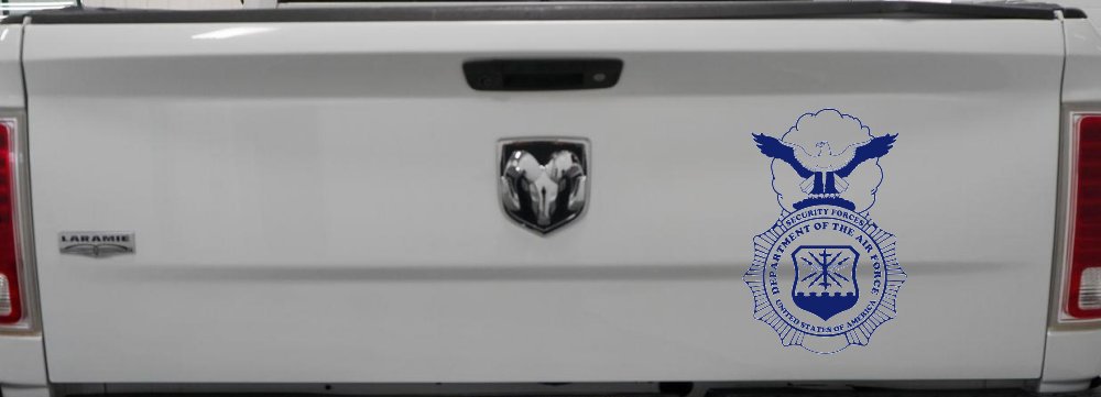 Department Of The Air Force Security Forces With Eagle Military Car or Truck Window Vinyl Decal Sticker (Navy)