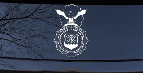 Department Of The Air Force Security Forces With Eagle Military Car or Truck Window Vinyl Decal Sticker (White)