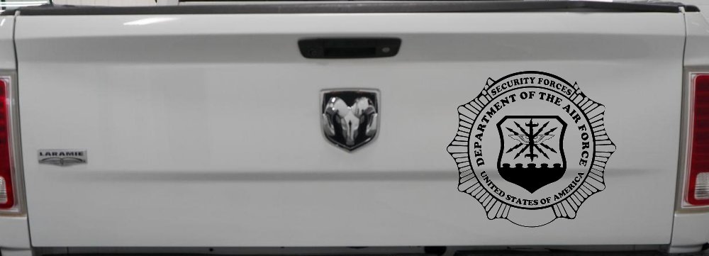 Department Of The Air Force Security Forces Round Badge Military Car or Truck Window Vinyl Decal Sticker (Black)