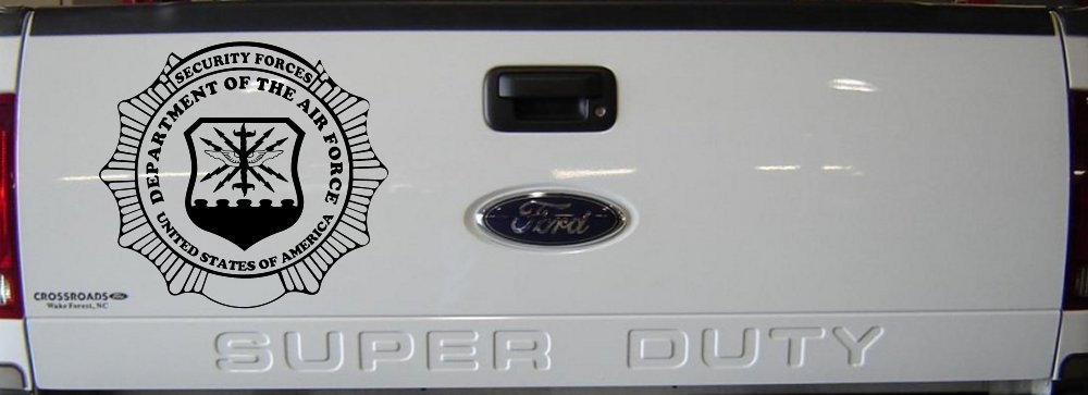 Department Of The Air Force Security Forces Round Badge Military Car or Truck Window Decal Sticker (Black)