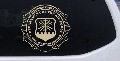 Department Of The Air Force Security Forces Round Badge Military Car or Truck Window Vinyl Decal Sticker (Desert Sand)