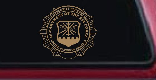 Department Of The Air Force Security Forces Round Badge Military Car or Truck Window Decal Sticker (Light Brown)