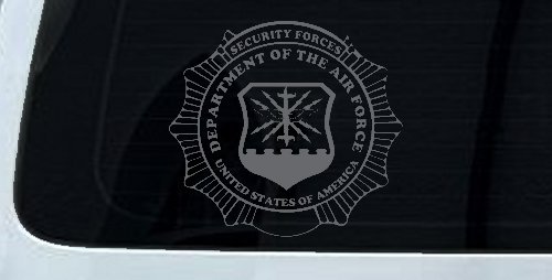 Department Of The Air Force Security Forces Round Badge Military Car or Truck Window Decal Sticker (Silver)