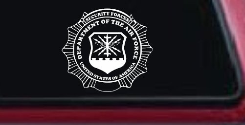 Department Of The Air Force Security Forces Round Badge Military Car or Truck Window Decal Sticker (White)