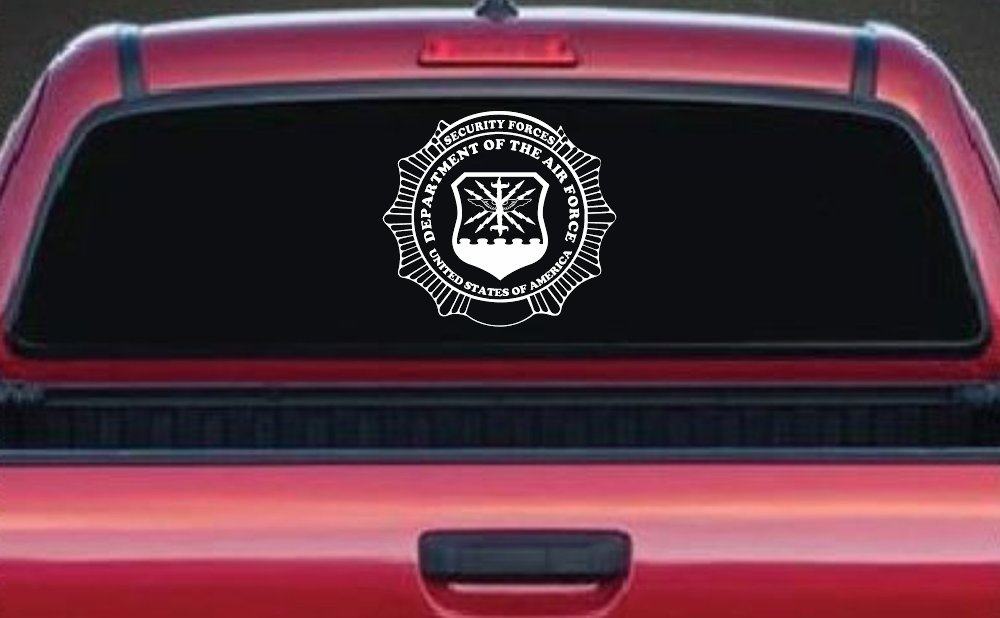 Department Of The Air Force Security Forces Round Badge Military Car or Truck Window Decal Sticker (White)