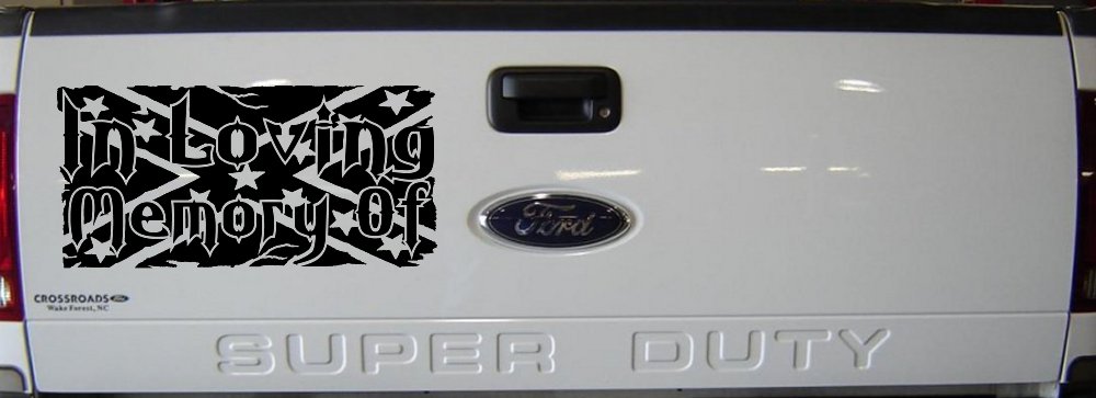 In Loving Memory of Rebel Flag Country Car or Truck Window Decal Sticker (Matte Black)
