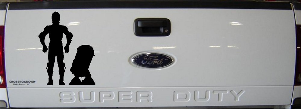 Droids C3PO R2D2 Sci Fi Car or Truck Window Vinyl Decal Sticker (Black)