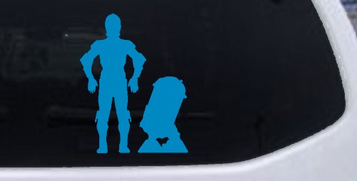 Droids C3PO R2D2 Sci Fi Car or Truck Window Decal Sticker (Blue)
