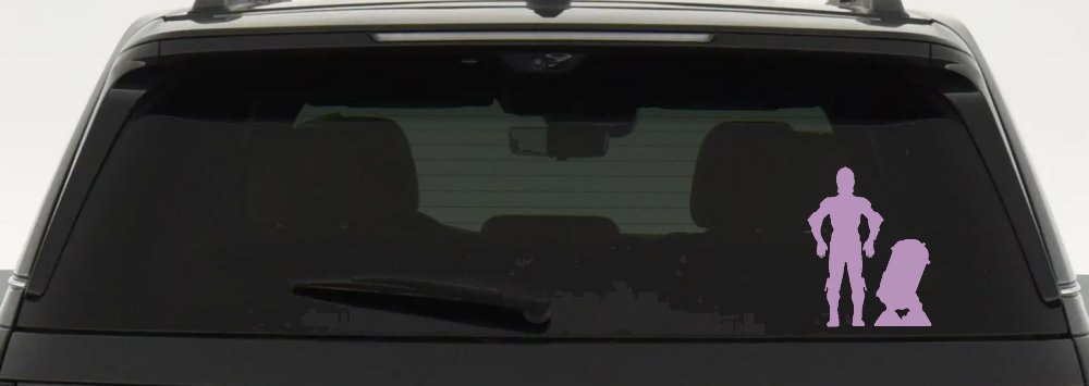 Droids C3PO R2D2 Sci Fi Car or Truck Window Decal Sticker (Lilac)
