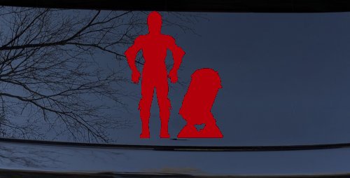 Droids C3PO R2D2 Sci Fi Car or Truck Window Decal Sticker (Red)