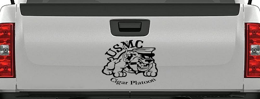 USMC Cigar Platoon Military Car or Truck Window Vinyl Decal Sticker (Black)