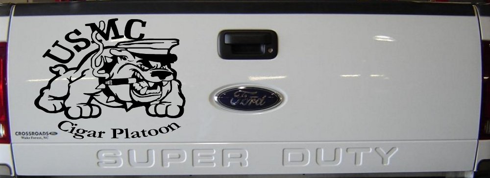 USMC Cigar Platoon Military Car or Truck Window Decal Sticker (Black)