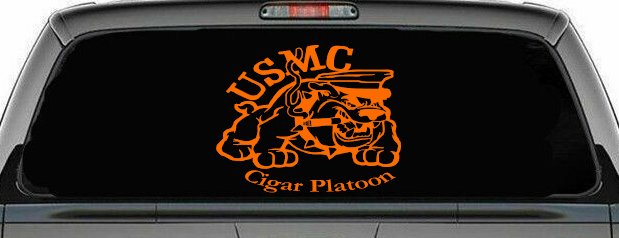 USMC Cigar Platoon Military Car or Truck Window Decal Sticker (Orange)