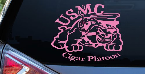 USMC Cigar Platoon Military Car or Truck Window Decal Sticker (Pink)
