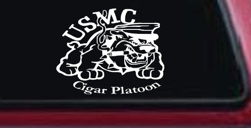 USMC Cigar Platoon Military Car or Truck Window Decal Sticker (White)
