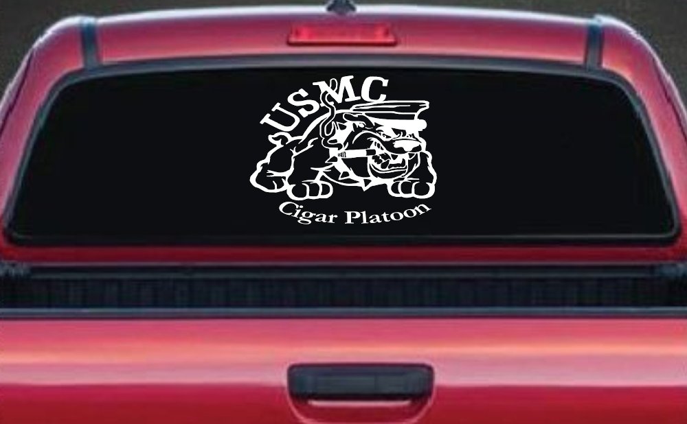 USMC Cigar Platoon Military Car or Truck Window Decal Sticker (White)