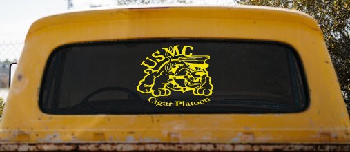 USMC Cigar Platoon Military Car or Truck Window Decal Sticker (Yellow)