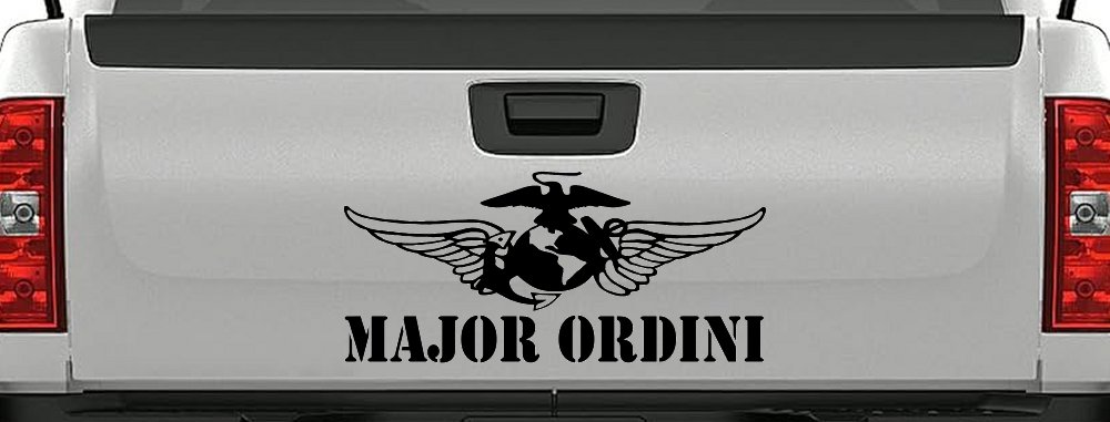 USMC Major Ordini Military Car or Truck Window Decal Sticker (Black)