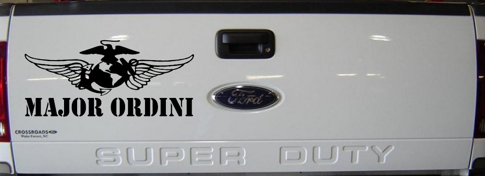 USMC Major Ordini Military Car or Truck Window Decal Sticker (Black)