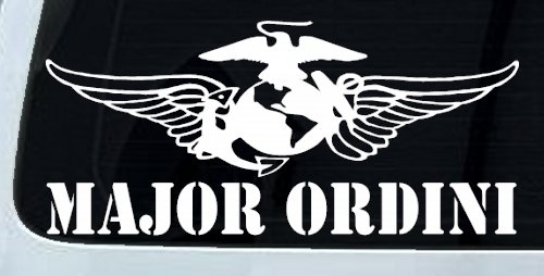 USMC Major Ordini Military Car or Truck Window Decal Sticker (White)