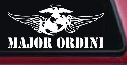 USMC Major Ordini Military Car or Truck Window Decal Sticker (White)
