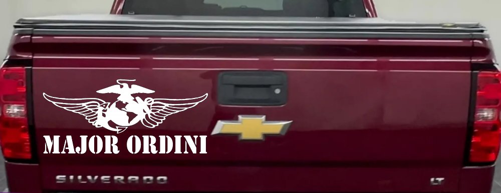 USMC Major Ordini Military Car or Truck Window Decal Sticker (White)