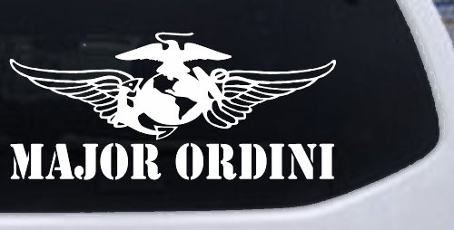 USMC Major Ordini Military Car or Truck Window Decal Sticker (White)