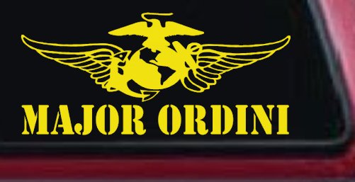 USMC Major Ordini Military Car or Truck Window Vinyl Decal Sticker (Yellow)