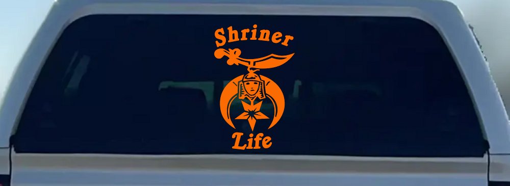 Shriner Life Car or Truck Window Decal Sticker (Orange)