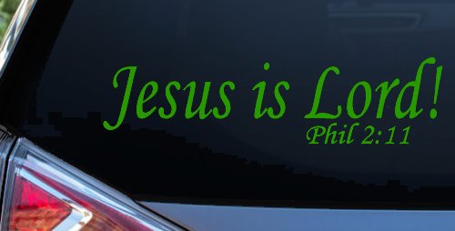 Jesus Is Lord Philippians 2:11 Christian Car or Truck Window Decal Sticker (Lime)