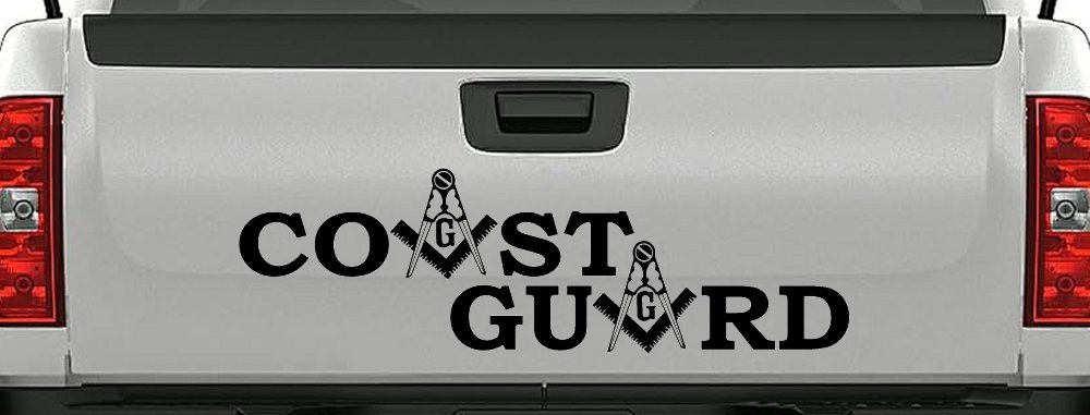 Coast Guard Masonic Freemason Masonic Military Car or Truck Window Decal Sticker (Black)