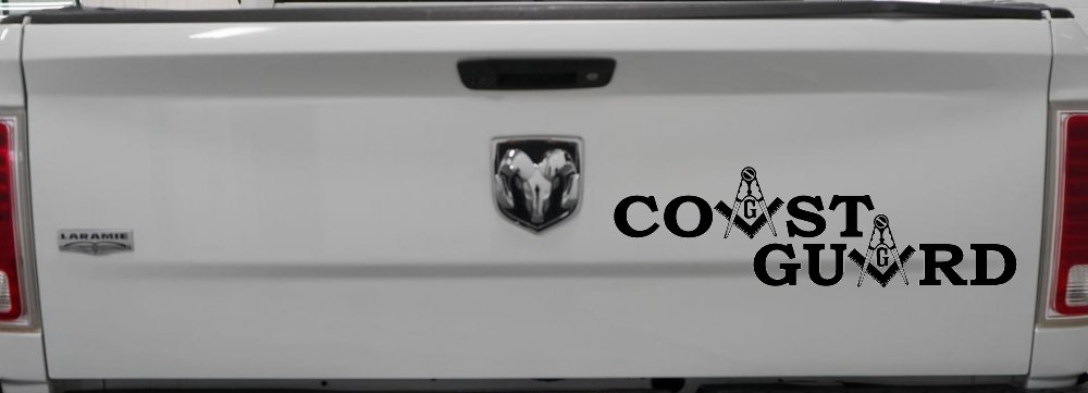 Coast Guard Masonic Freemason Masonic Military Car or Truck Window Decal Sticker (Black)