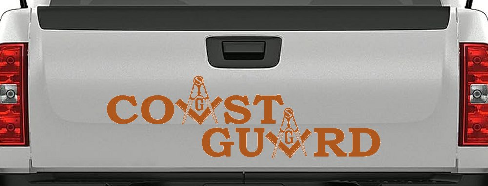 Coast Guard Masonic Freemason Masonic Military Car or Truck Window Decal Sticker (Nut Brown)
