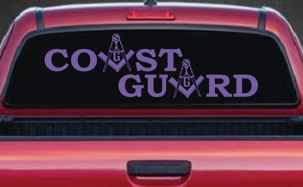 Coast Guard Masonic Freemason Masonic Military Car or Truck Window Decal Sticker (Purple)