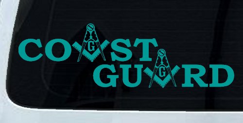 Coast Guard Masonic Freemason Masonic Military Car or Truck Window Decal Sticker (Turquoise)