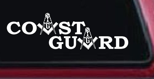 Coast Guard Masonic Freemason Masonic Military Car or Truck Window Decal Sticker (White)