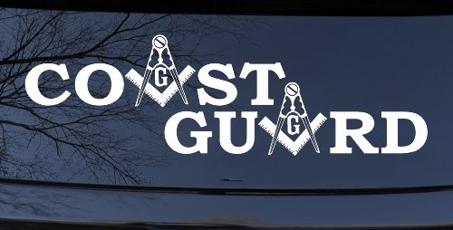 Coast Guard Masonic Freemason Masonic Military Car or Truck Window Vinyl Decal Sticker (White)