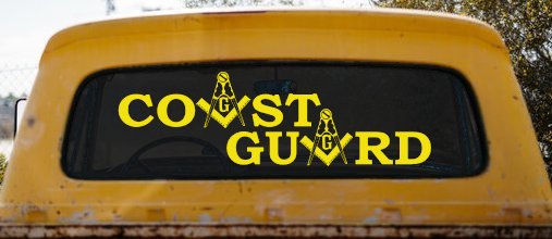 Coast Guard Masonic Freemason Masonic Military Car or Truck Window Decal Sticker (Yellow)