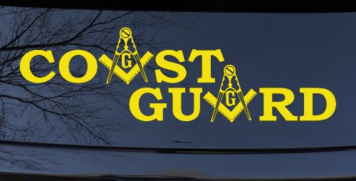 Coast Guard Masonic Freemason Masonic Military Car or Truck Window Vinyl Decal Sticker (Yellow)