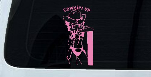 Cowgirl Up Betty Boop Country Car or Truck Window Decal Sticker (Pink)