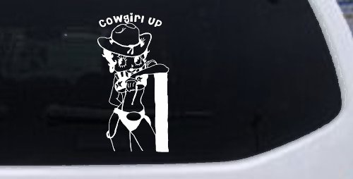 Cowgirl Up Betty Boop Country Car or Truck Window Decal Sticker (White)