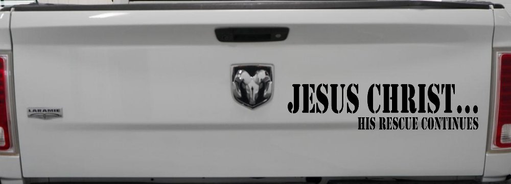 Jesus Christ His Rescue Continues Christian Car or Truck Window Decal Sticker